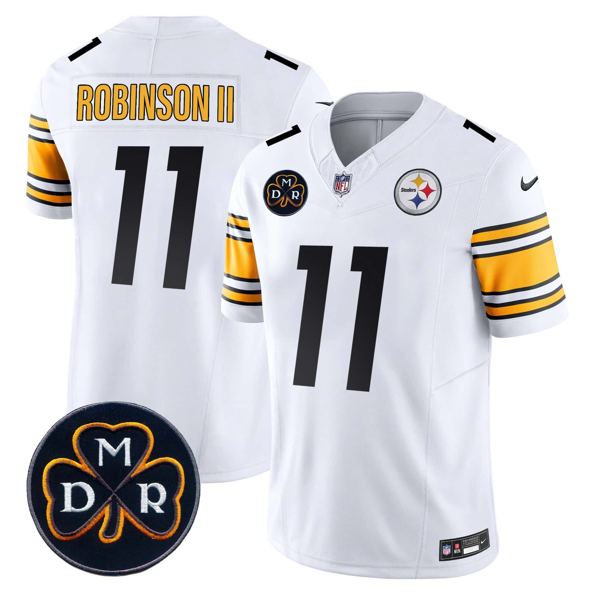 Men Pittsburgh Steelers #11 Robinson ii White 2024 Nike DMR Patch Vapor Limited NFL Jersey